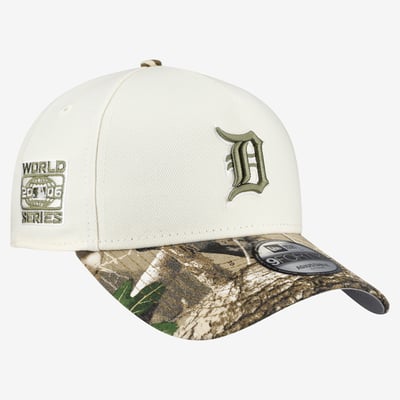 Detroit Tigers New Era 9FORTY A-Frame Adjustable Hat - Cream/Realtree Camo