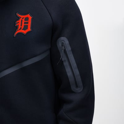 Detroit Tigers Nike Tech Fleece Raglan Full-Zip Windrunner Hoodie - Black