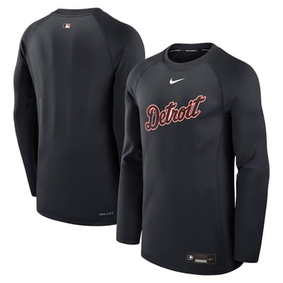 Detroit Tigers Nike Authentic Collection Game Time Raglan Dri-FIT Long Sleeve T-Shirt - Navy