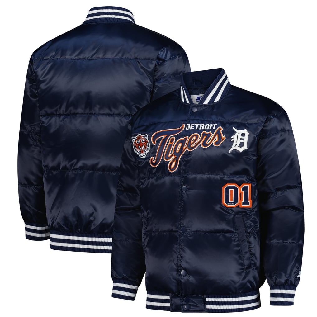 Detroit Tigers Starter Full-Snap Satin Jacket - Navy