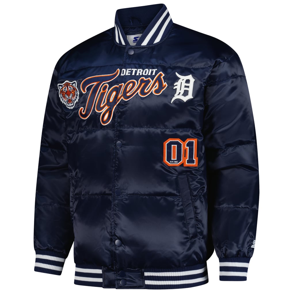 Detroit Tigers Starter Full-Snap Satin Jacket - Navy