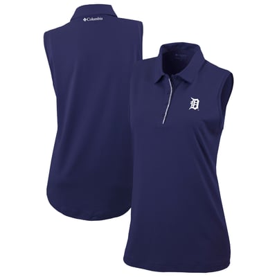 Detroit Tigers Columbia Women's Tend The Ball Sleeveless Polo - Navy