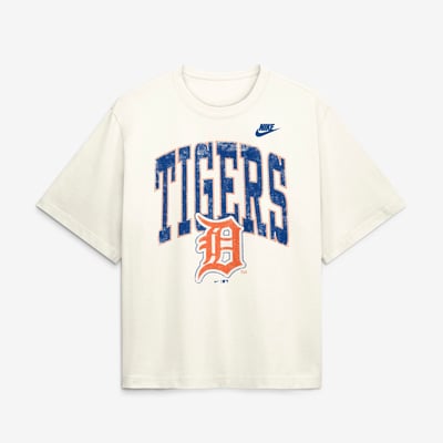  Detroit Tigers Nike Women's Arched Distressed Boxy T-Shirt - Cream