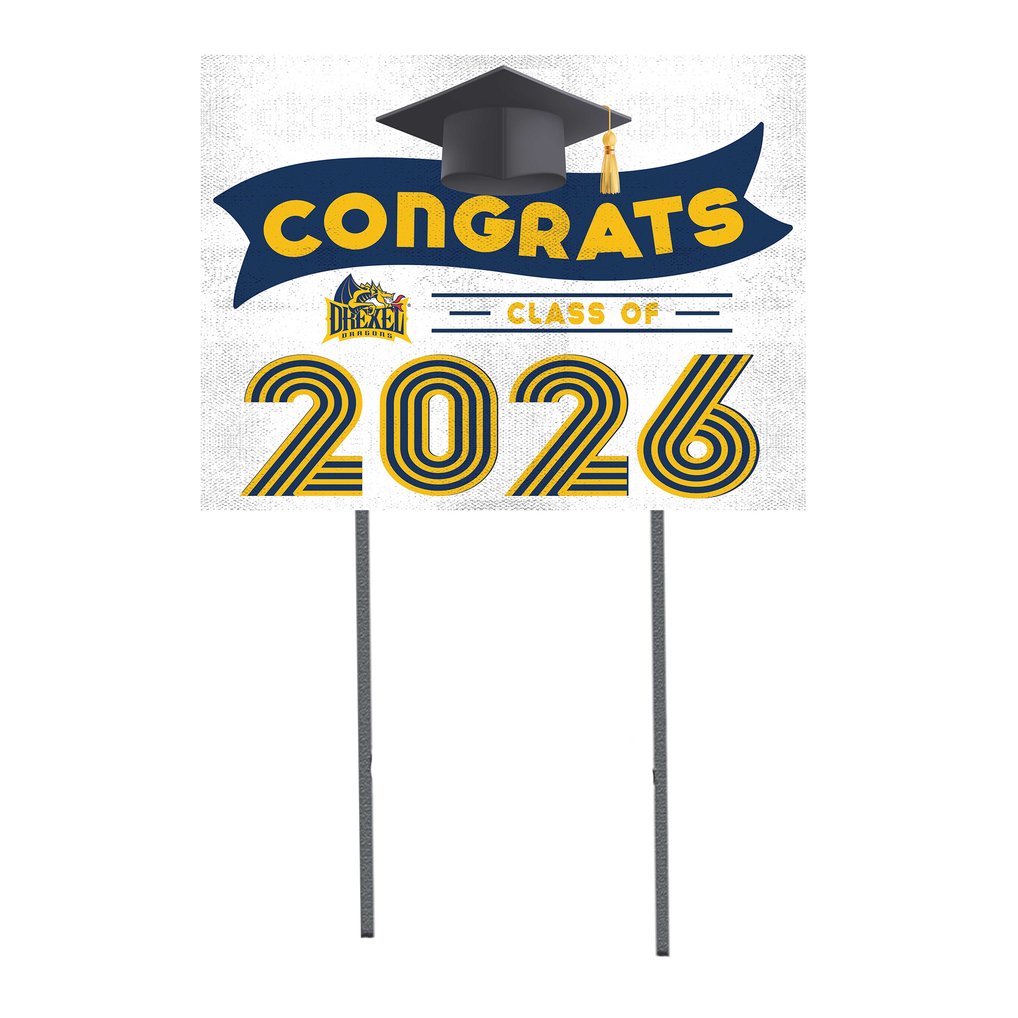 Drexel Dragons 18" x 24" 2026 Grad Yard Sign with Stakes