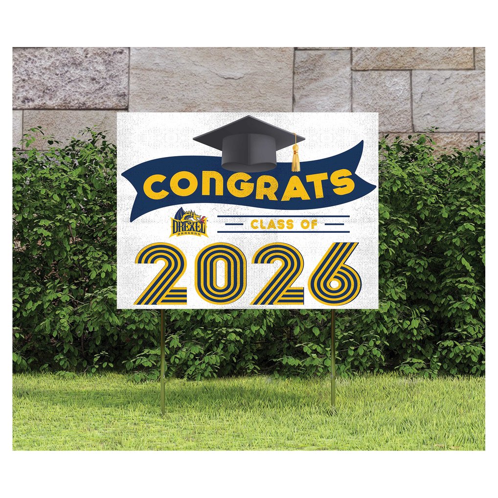 Drexel Dragons 18" x 24" 2026 Grad Yard Sign with Stakes