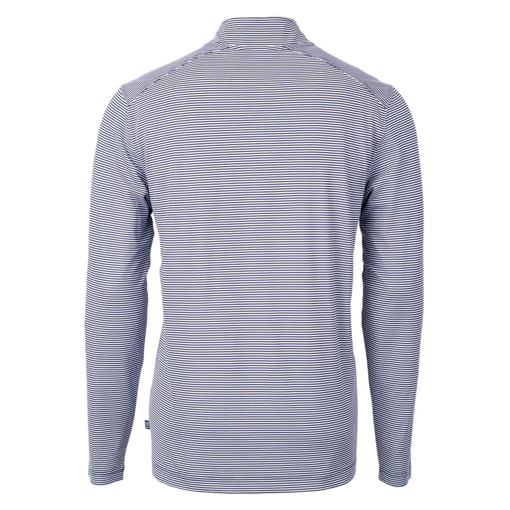  Drexel Dragons Cutter & Buck Big & Tall Virtue Eco Pique Micro Stripe Recycled Quarter-Zip Pullover Top - Navy/White