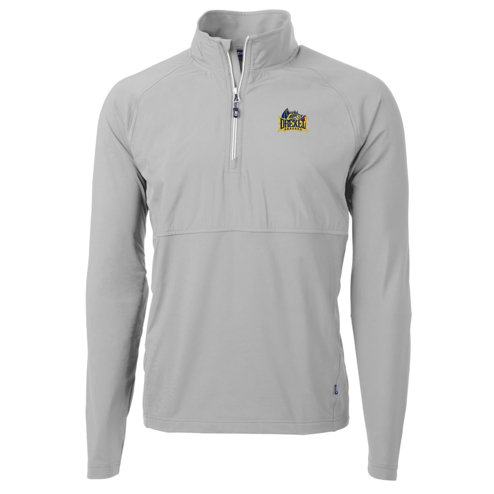 Drexel Dragons Cutter & Buck Adapt Eco Knit Hybrid Recycled Quarter-Zip Pullover Top - Silver