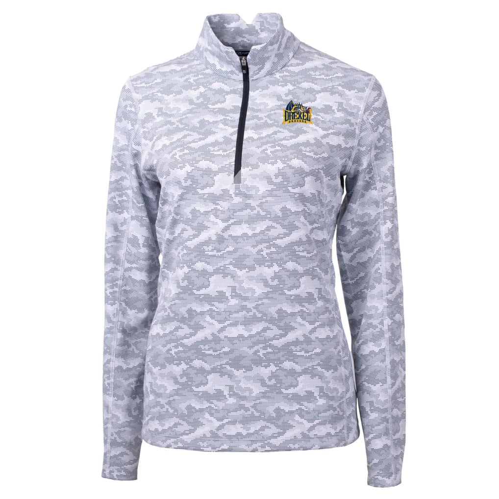 Drexel Dragons Cutter & Buck Women's Traverse Camo Quarter-Zip Pullover Top - Charcoal