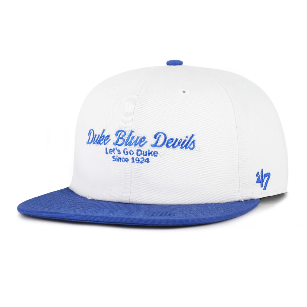 Duke Blue Devils '47 Script Stack Relaxed Captain Adjustable Hat - White/Royal