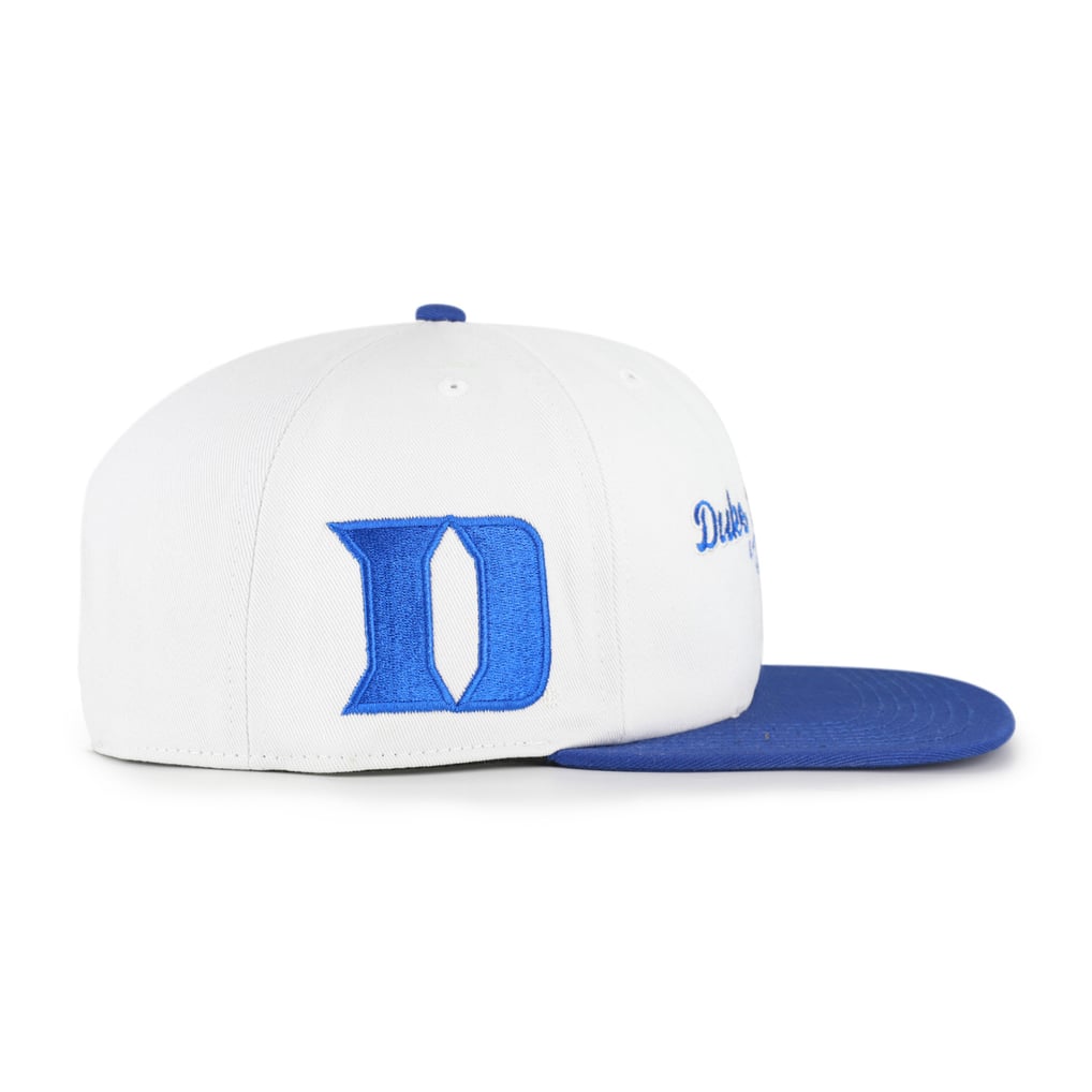 Duke Blue Devils '47 Script Stack Relaxed Captain Adjustable Hat - White/Royal