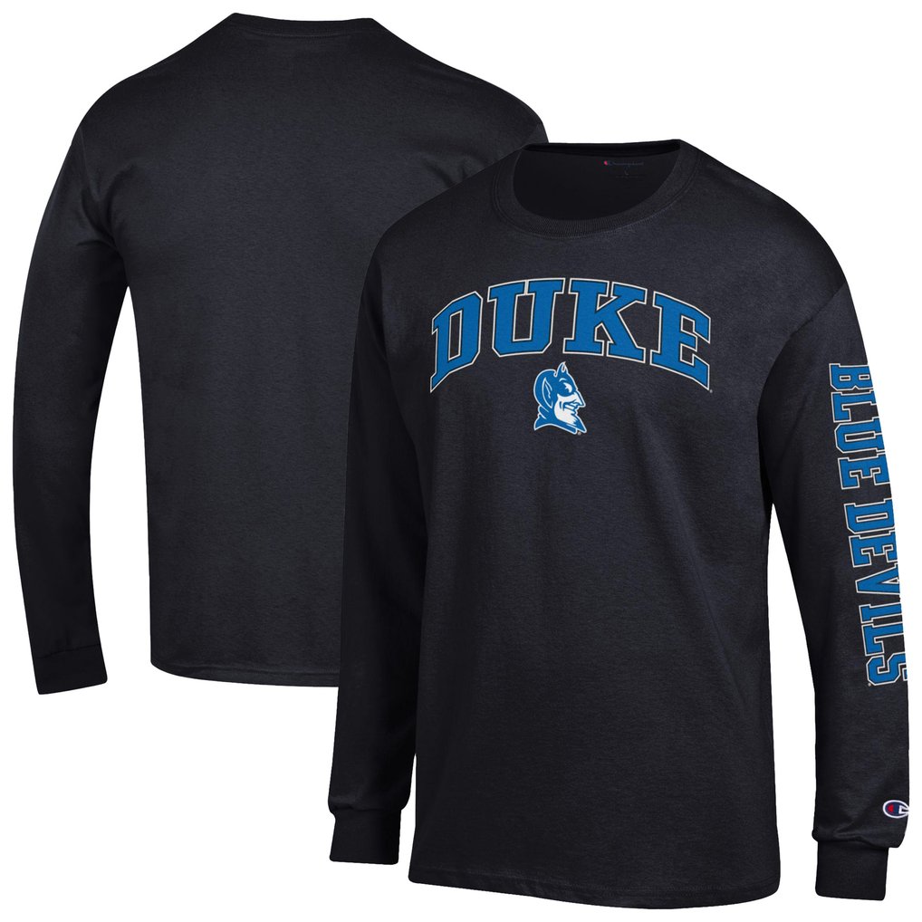  Duke Blue Devils Champion Arch Over Logo 2-Hit Long Sleeve T-Shirt - Black