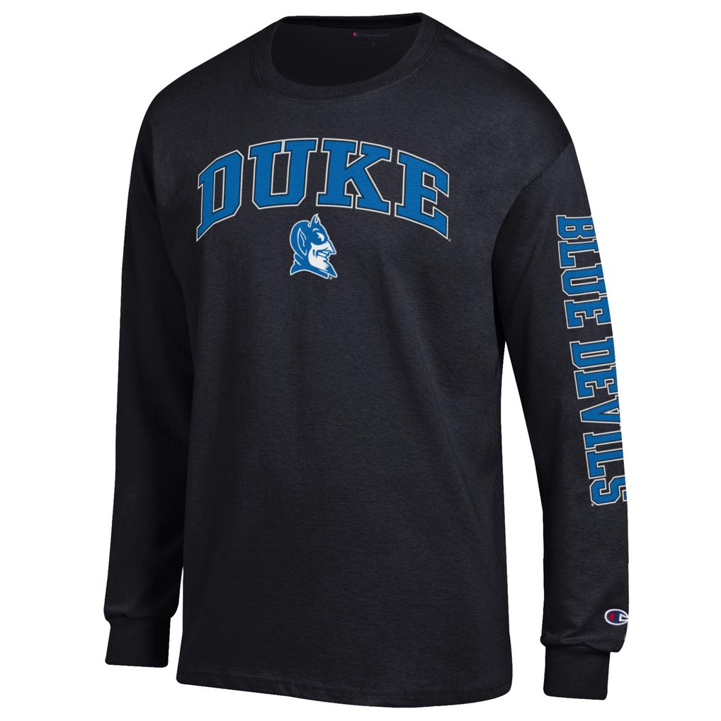  Duke Blue Devils Champion Arch Over Logo 2-Hit Long Sleeve T-Shirt - Black