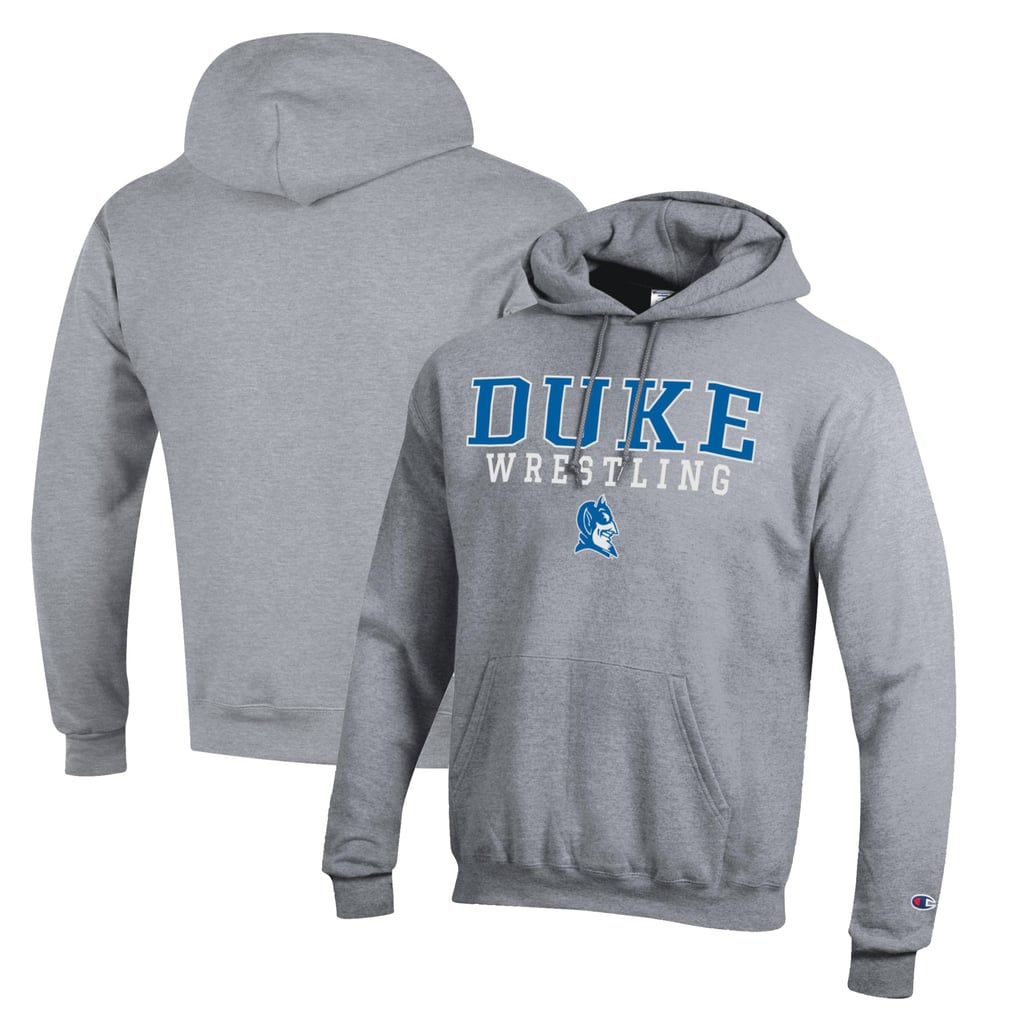  Duke Blue Devils Champion Stacked Logo Wrestling Pullover Hoodie - Gray