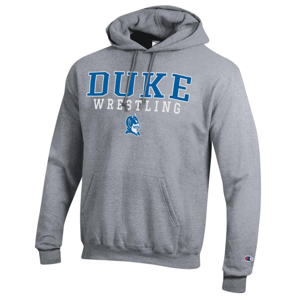  Duke Blue Devils Champion Stacked Logo Wrestling Pullover Hoodie - Gray