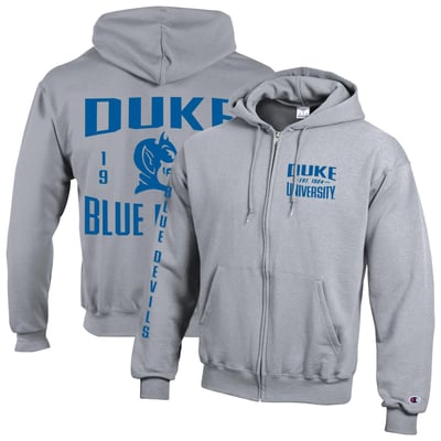  Duke Blue Devils Champion Varsity Powerblend Full-Zip Fleece Hoodie - Heather Gray