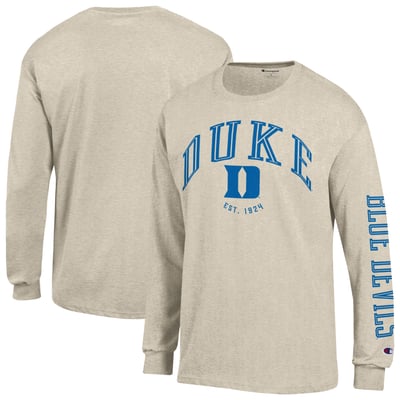  Duke Blue Devils Champion Neutral Arch Long-Sleeve T-Shirt - Heather Oatmeal