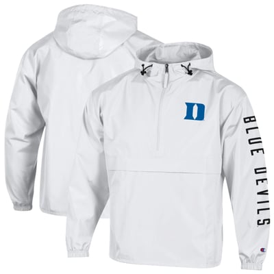  Duke Blue Devils Champion Cloud Packable Half-Zip Hooded Jacket - White
