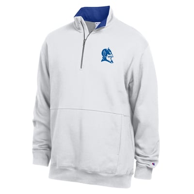  Duke Blue Devils Champion Fleece Quarter-Zip Pullover - White