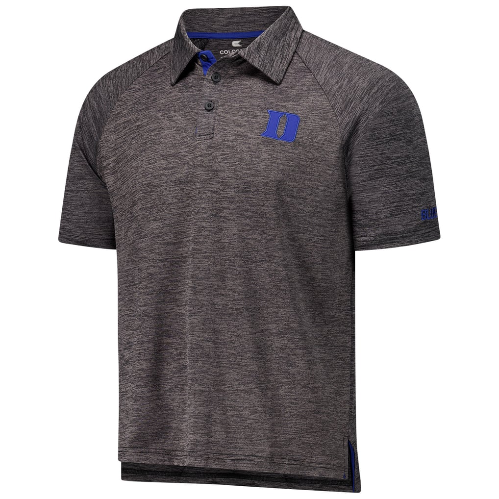 Duke Blue Devils Colosseum Down Swing Raglan Team Polo - Heather Charcoal