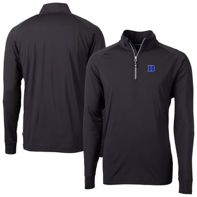 Duke Blue Devils Cutter & Buck Adapt Eco Knit Stretch Recycled Raglan DryTec Quarter-Zip Top - Black