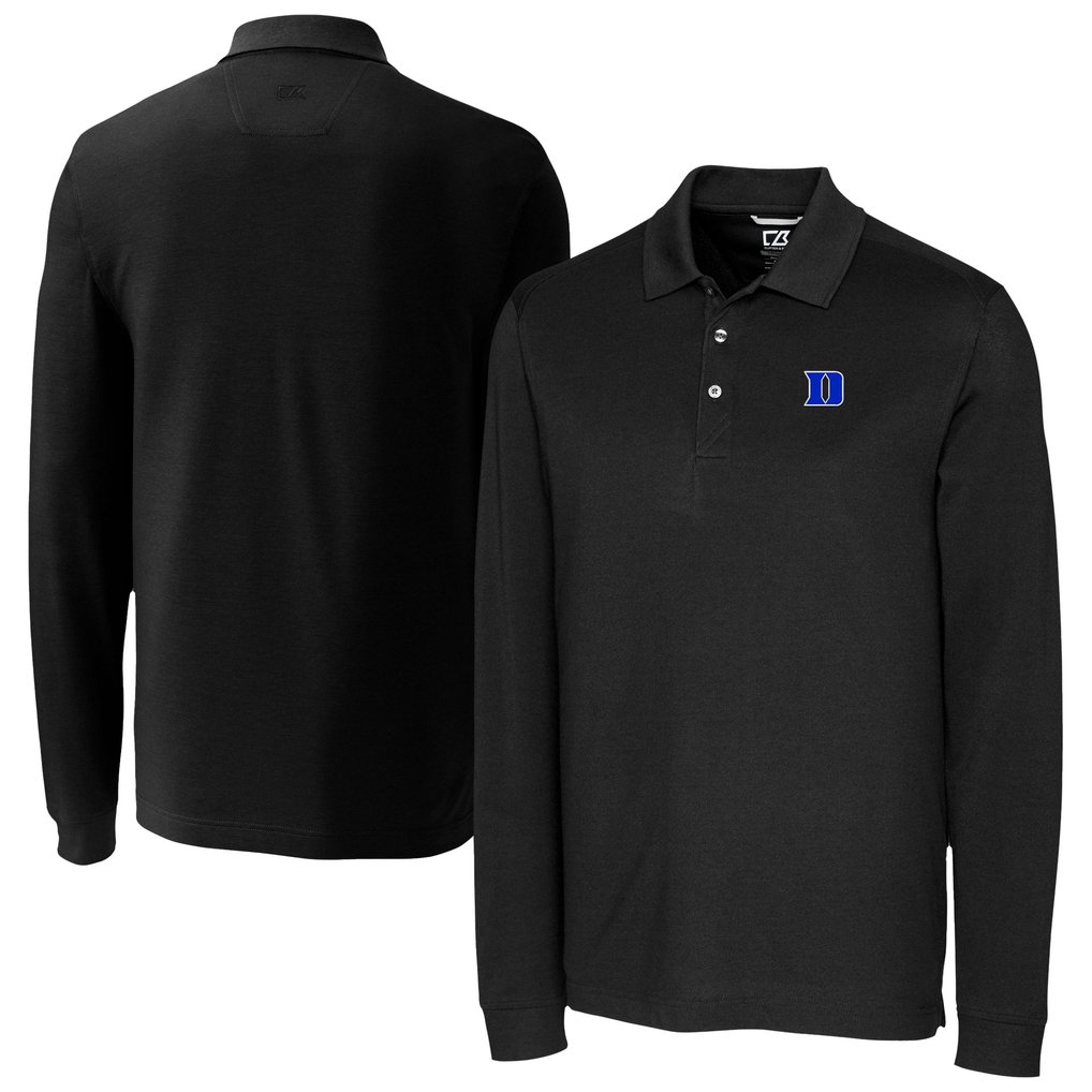  Duke Blue Devils Cutter & Buck Advantage Eco Tri-Blend Long Sleeve Polo - Black