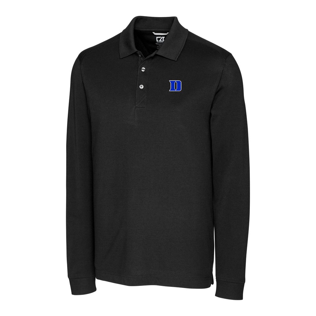  Duke Blue Devils Cutter & Buck Advantage Eco Tri-Blend Long Sleeve Polo - Black