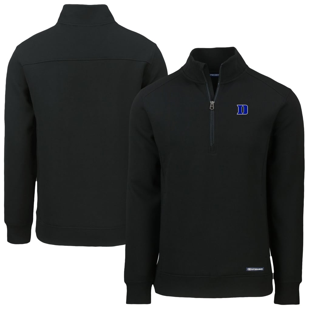  Duke Blue Devils Cutter & Buck Roam Eco Recycled Quarter-Zip Top - Black