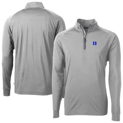 Duke Blue Devils Cutter & Buck Adapt Eco Knit Stretch Recycled Raglan DryTec Quarter-Zip Top - Gray