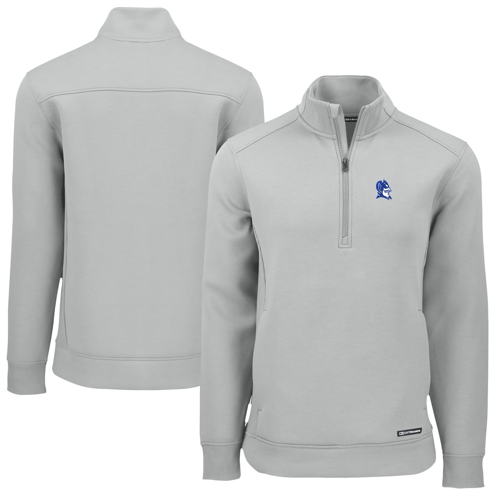  Duke Blue Devils Cutter & Buck Roam Eco Recycled Quarter-Zip Top - Gray