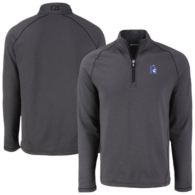  Duke Blue Devils Cutter & Buck Peshastin Eco Fleece Recycled Quarter-Zip Top - Heather Black