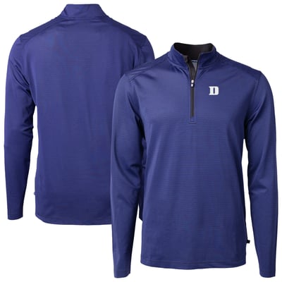 Duke Blue Devils Cutter & Buck Virtue Eco Pique Micro Stripe Recycled DryTec Quarter-Zip Top - Royal