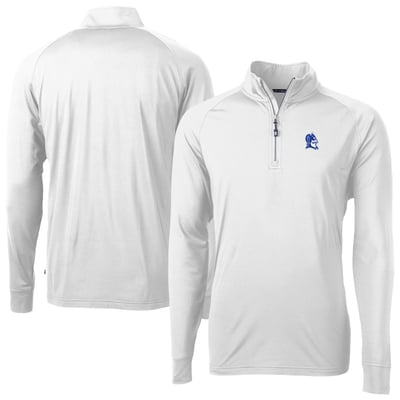 Duke Blue Devils Cutter & Buck Adapt Eco Knit Stretch Recycled Raglan DryTec Quarter-Zip Top - White