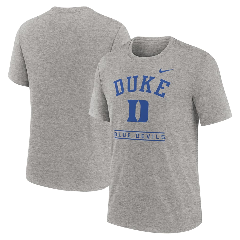 Duke Blue Devils Nike Arch Over Logo Tri-Blend T-Shirt - Heather Gray