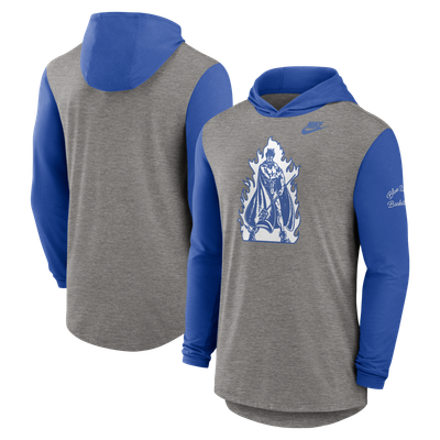 Duke Blue Devils Nike Campus Legacy Tri-Blend Long Sleeve Hooded T-Shirt - Heather Gray/Royal