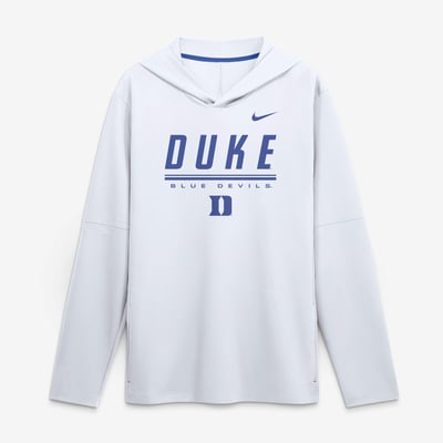 Duke Blue Devils Nike 2026 Sideline Lightweight Long Sleeve Hooded Dri-FIT Top - White