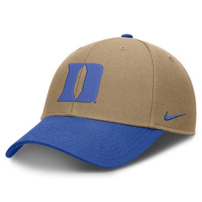 Duke Blue Devils Nike Unisex Primetime Rise Dri-FIT Adjustable Hat - Beige/Royal