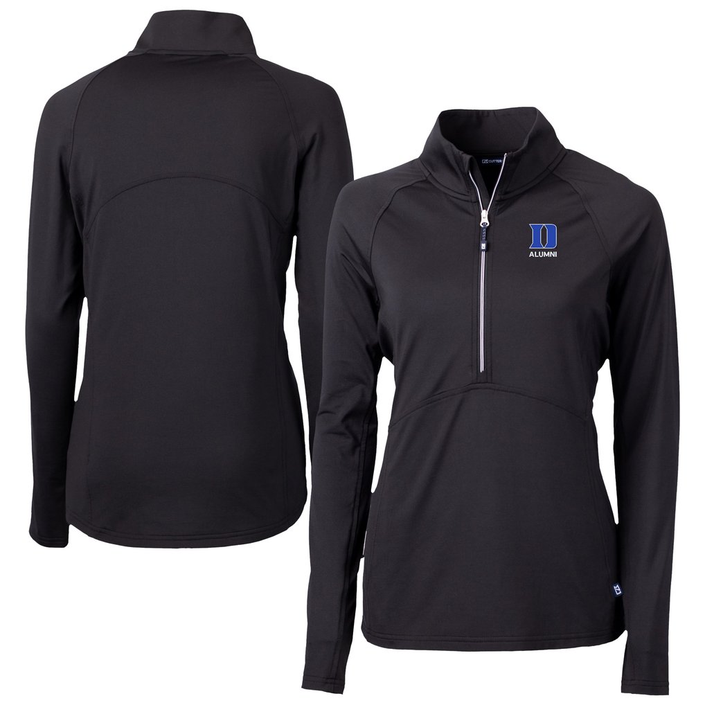 Duke Blue Devils Cutter & Buck Women's DryTec Adapt Eco Knit Stretch Recycled Raglan Half-Zip Top - Black