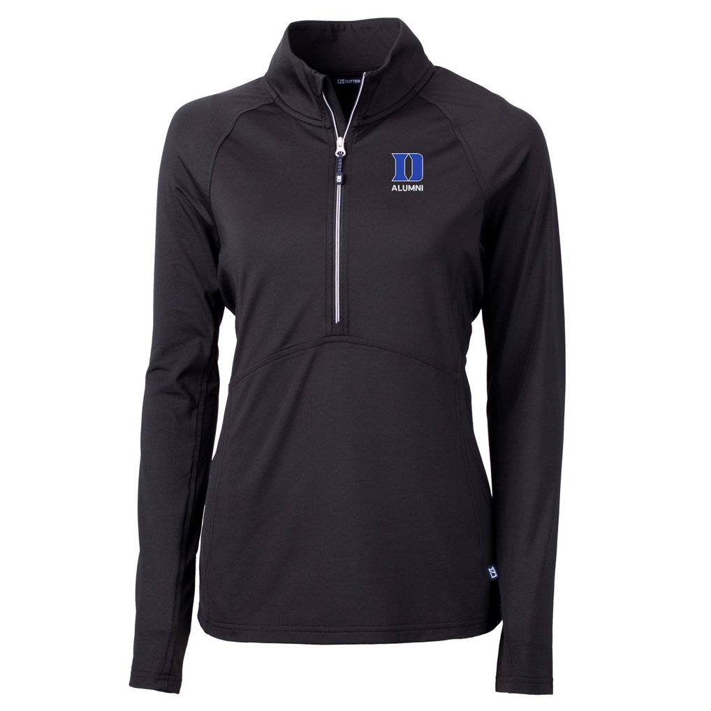 Duke Blue Devils Cutter & Buck Women's DryTec Adapt Eco Knit Stretch Recycled Raglan Half-Zip Top - Black