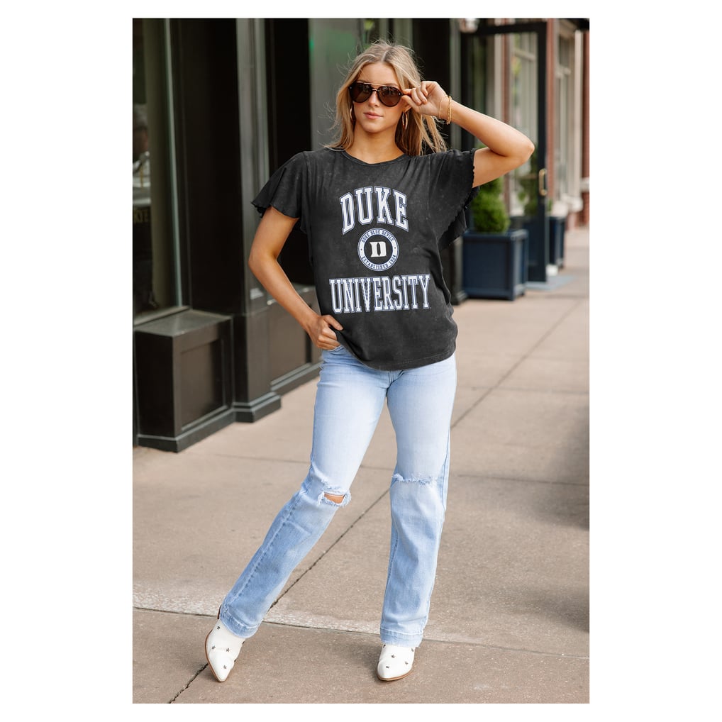 Duke Blue Devils Gameday Couture Women's Relaxed Fit Victory Mode Flutter Sleeve T-Shirt - Black