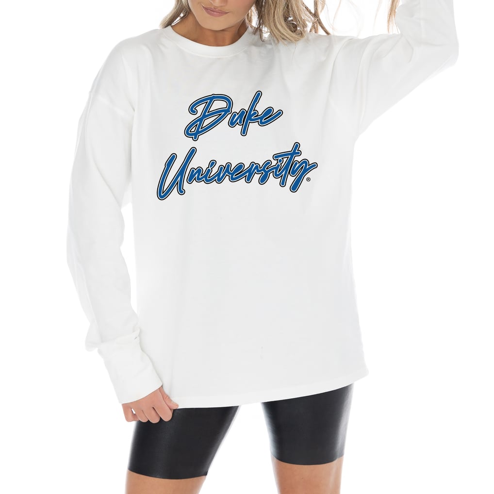 Duke Blue Devils Gameday Couture Women's Midweight Oversized Long Sleeve T-Shirt - White