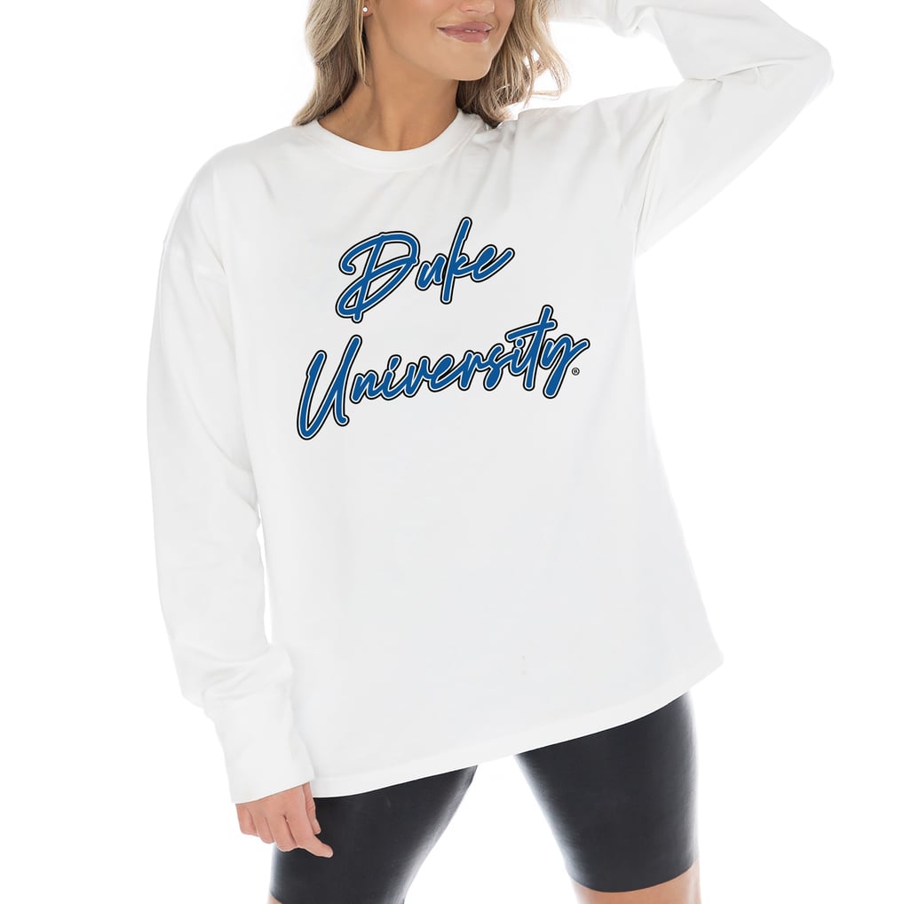 Duke Blue Devils Gameday Couture Women's Midweight Oversized Long Sleeve T-Shirt - White