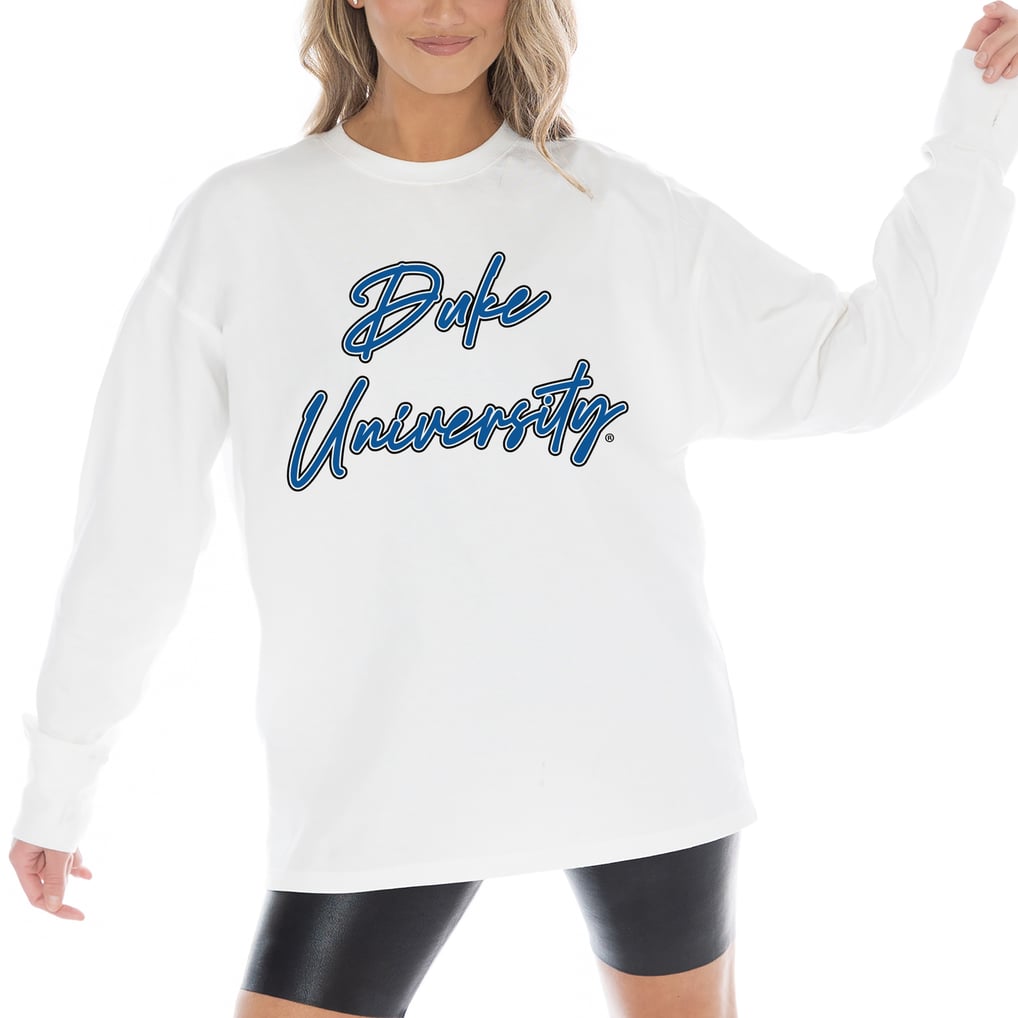 Duke Blue Devils Gameday Couture Women's Midweight Oversized Long Sleeve T-Shirt - White