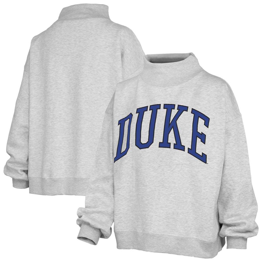 Duke Blue Devils Pressbox Oversized Nelson Mock Neck Sweatshirt - Heather Gray