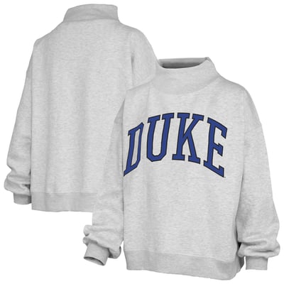 Duke Blue Devils Pressbox Oversized Nelson Mock Neck Sweatshirt - Heather Gray