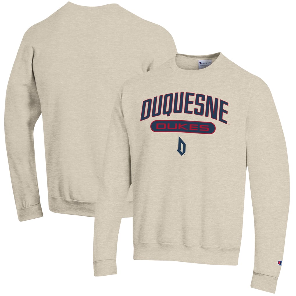 Duquesne Dukes Champion Eco Powerblend Crewneck Pullover Sweatshirt - Oatmeal
