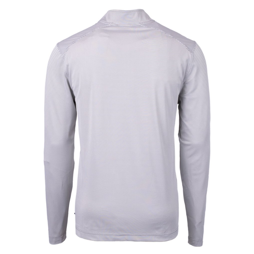 Durham Bulls Cutter & Buck Virtue Eco Pique Micro Stripe Recycled Quarter-Zip Pullover Top - Gray/White