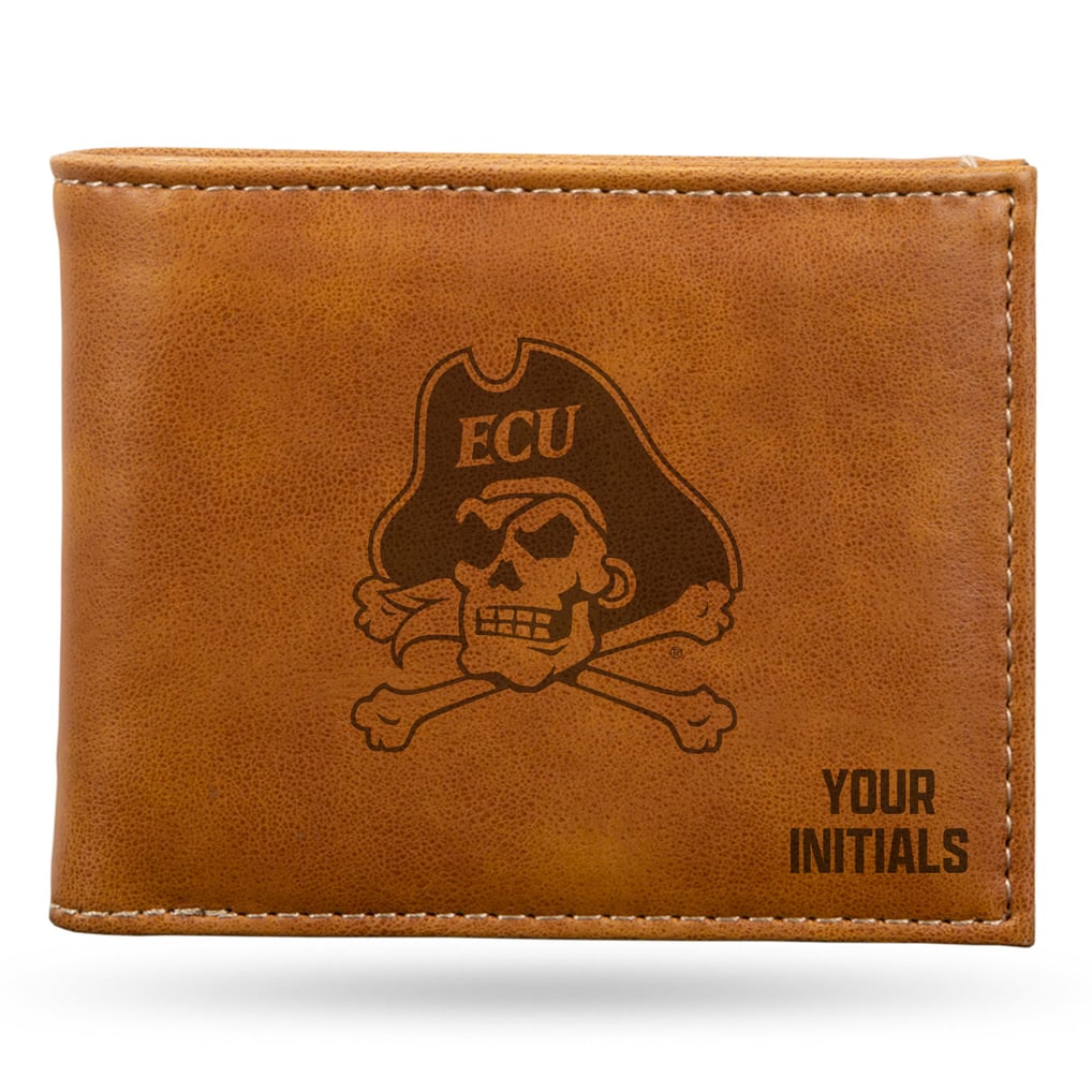 ECU Pirates Personalized Billfold Wallet - Brown