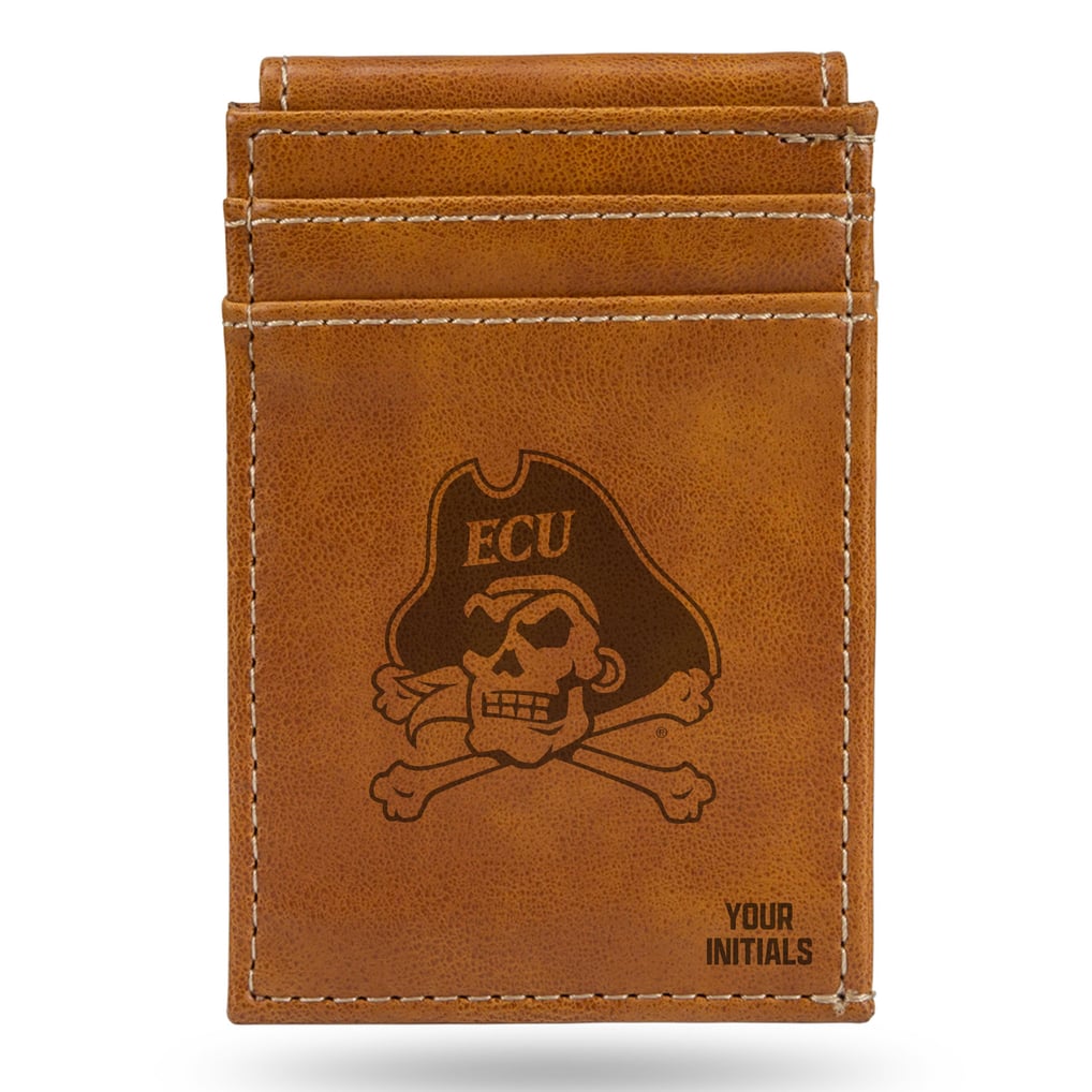 ECU Pirates Personalized Front Pocket Wallet - Brown