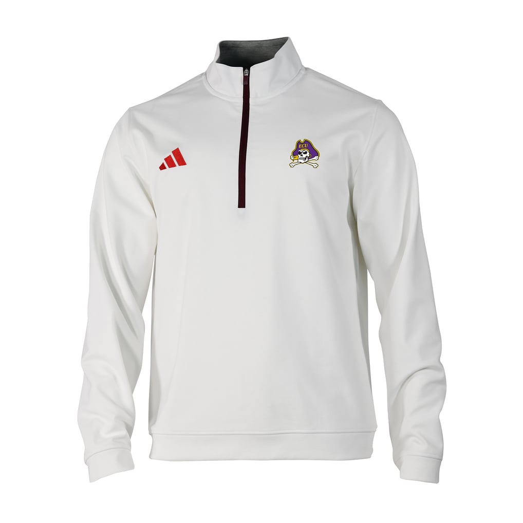 ECU Pirates adidas Elevated Tri-Blend Quarter-Zip Pullover - White