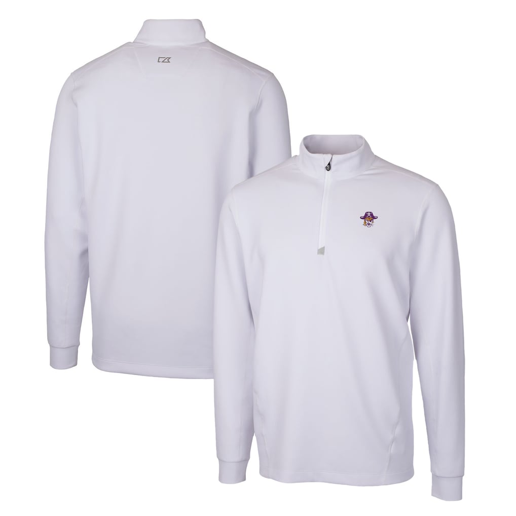 ECU Pirates Cutter & Buck Traverse Stretch Quarter Zip-Pullover Top - White